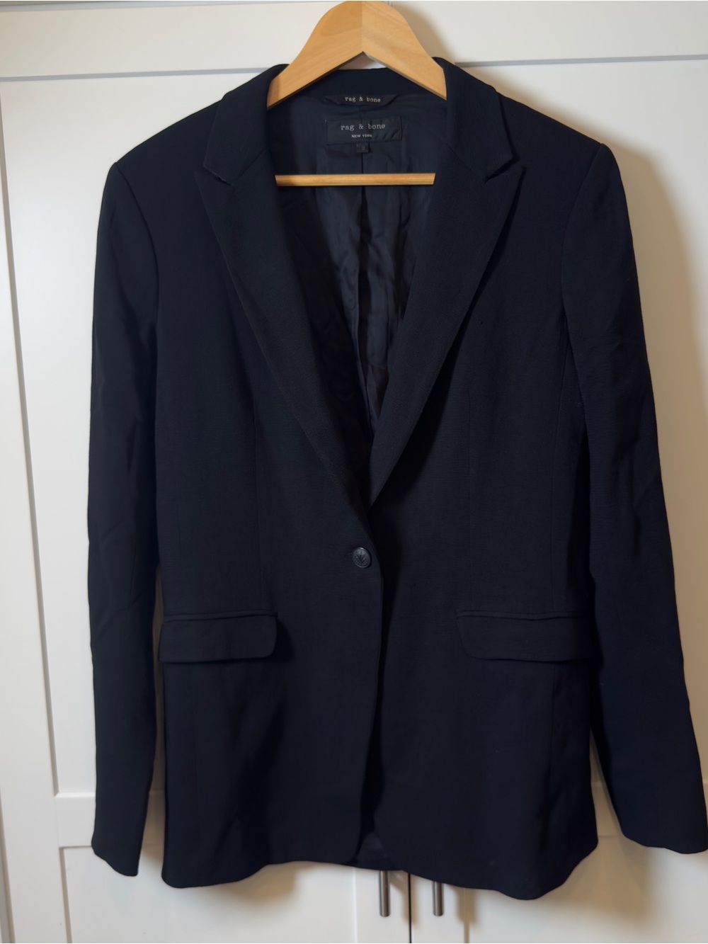 rag & bone Black Tailored Single-Button Blazer Jacket Made in USA Size 8